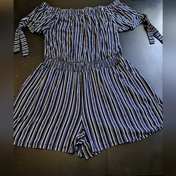 Derek Heart Pants - COPY - Derek ❤️ Heart Blue & White Striped Romper    Size XL